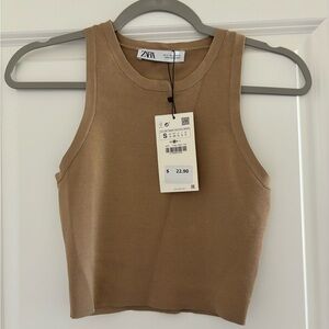 Zara Camel Sleeveless Tank Top